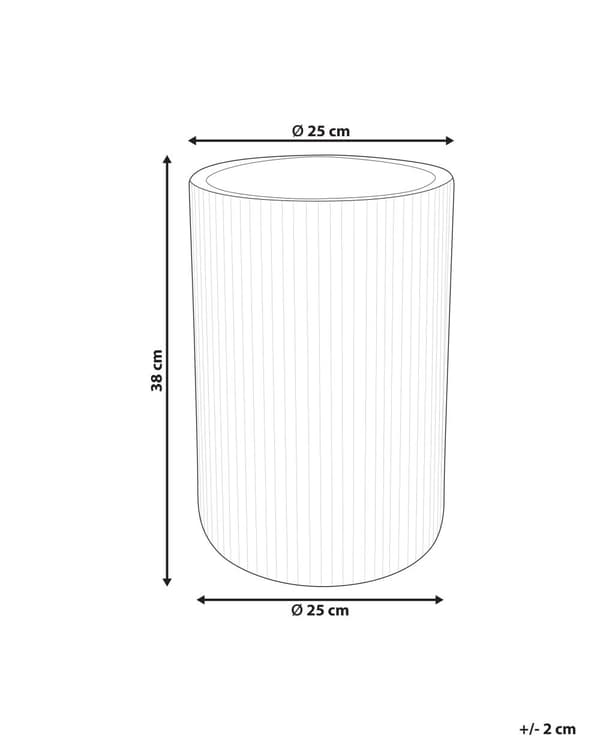 Blomsterpotte Svart fiberleire hagekrukke 25 x 25 x 38 cm Dreneringshull Vertikal ribbefinish Utendørs uteplass Hage