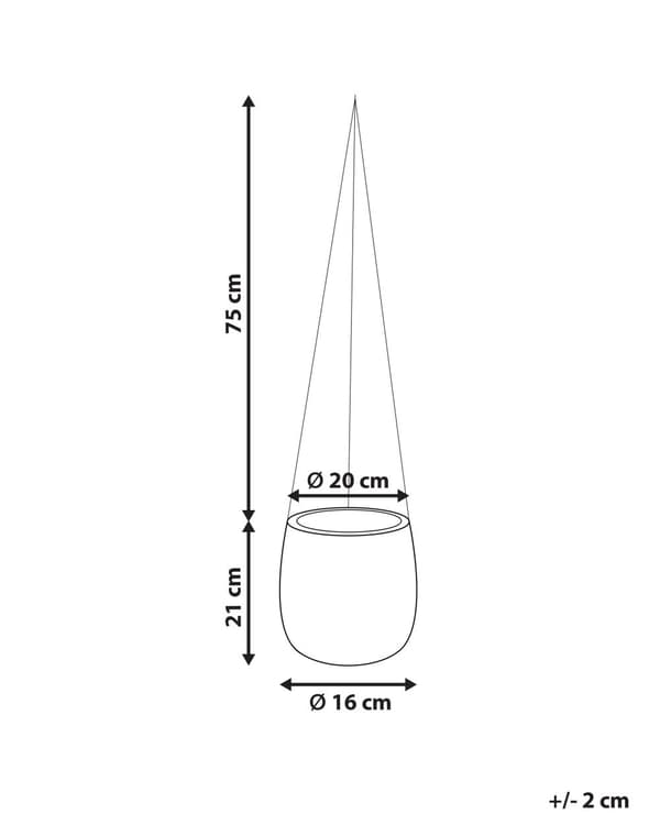 Hengende Blomsterpotte off-white fiberleire ⌀ 20 cm rund blomsterkrukke i jutesnor med preget mønster