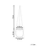 Miniatyrbilde 3 av 8: Hengende Blomsterpotte off-white fiberleire ⌀ 20 cm rund blomsterkrukke i jutesnor med preget mønster