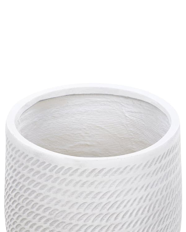 Blomsterpotte Off-white fiberleire ⌀ 39 cm rund utendørs blomsterkrukke med preget mønster