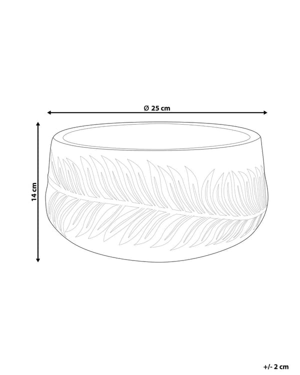 Kukkaruukku luonnonvalkoinen 25 x 25 x 14 cm kuitusavi pyöreä lehtikuvio tyhjennysreikä sisälle ulos
