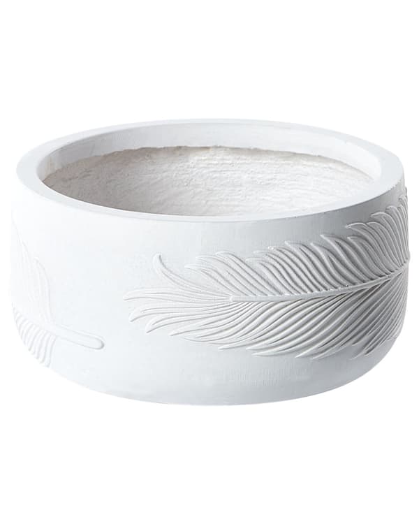 Plantekrukke Hvid Fiber Ler ø 25 cm Rund Havekrukke Design Indendørs Krukke Frostsikker til Haven Udendørs