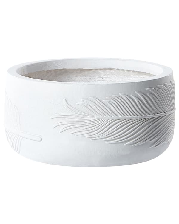 Plantekrukke Hvid Fiber Ler ø 25 cm Rund Havekrukke Design Indendørs Krukke Frostsikker til Haven Udendørs