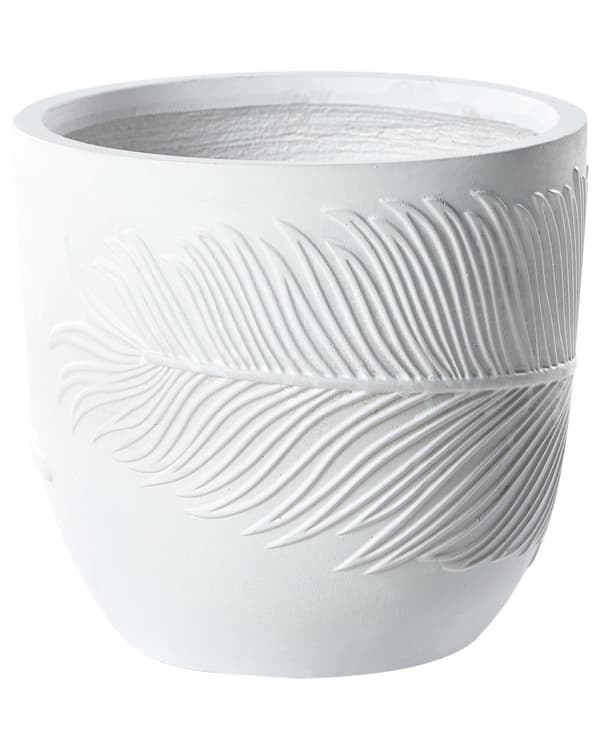 Plantekrukke Hvid Fiber Ler ø 28 cm Rund Havekrukke Design Indendørs Krukke Frostsikker til Haven Udendørs