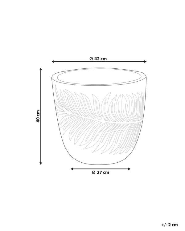 Plantekrukke Grå Fiber Ler ø 42 cm Rund Havekrukke Design Indendørs Krukke Frostsikker til Haven Udendørs