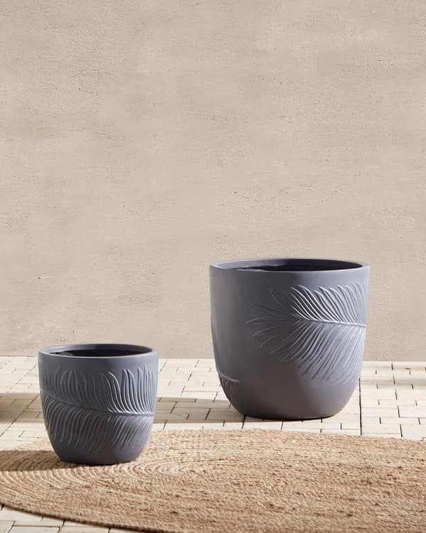 Plantekrukke Grå Fiber Ler ø 42 cm Rund Havekrukke Design Indendørs Krukke Frostsikker til Haven Udendørs