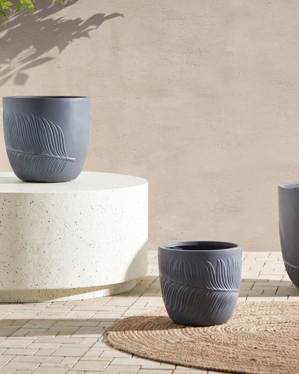 Plantekrukke Grå Fiber Ler ø 28 cm Rund Havekrukke Design Indendørs Krukke Frostsikker til Haven Udendørs