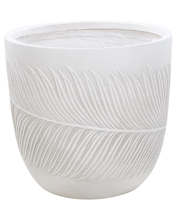 Plantekrukke Hvid Fiber Ler ø 42 cm Rund Havekrukke Design Indendørs Krukke Frostsikker til Haven Udendørs