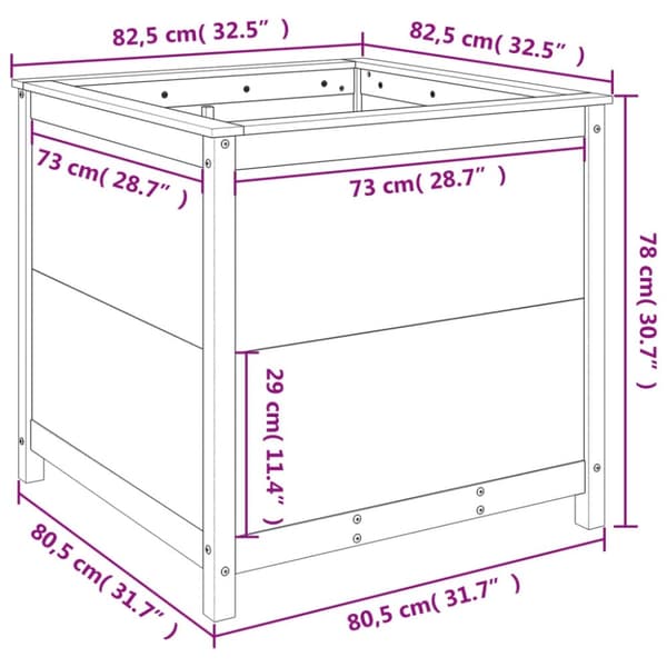 vidaXL Odlingslåda 82,5x82,5x78 cm massivt douglasträ
