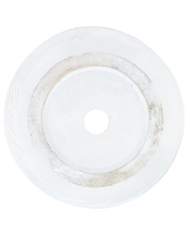 Blomsterpotte Off-white Fiberleire 28 x 28 x 16 cm Rund form UV-bestandig Bladmotiv Tradisjonell stil Utendørs Hage Dekorasjon Krukke