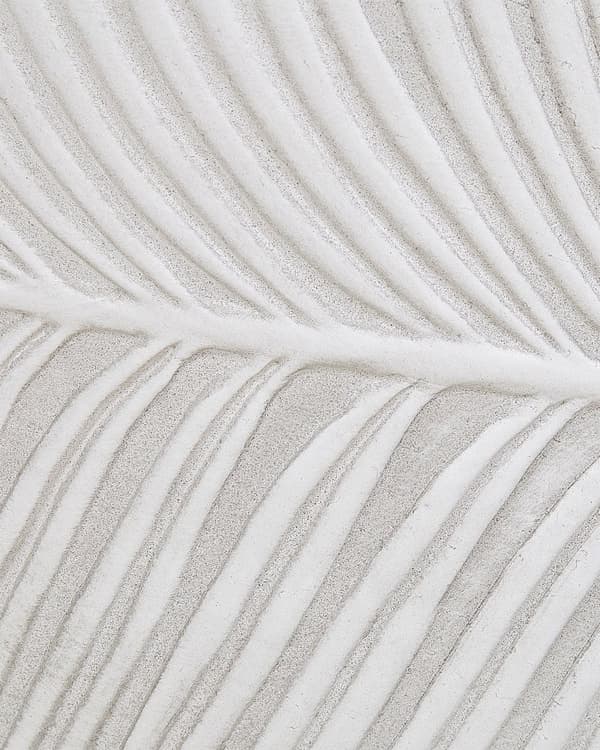 Blomsterpotte Off-white Fiberleire 42 x 42 x 40 cm Rund form UV-bestandig Bladmotiv Tradisjonell stil Utendørs Hage Dekorasjon Krukke