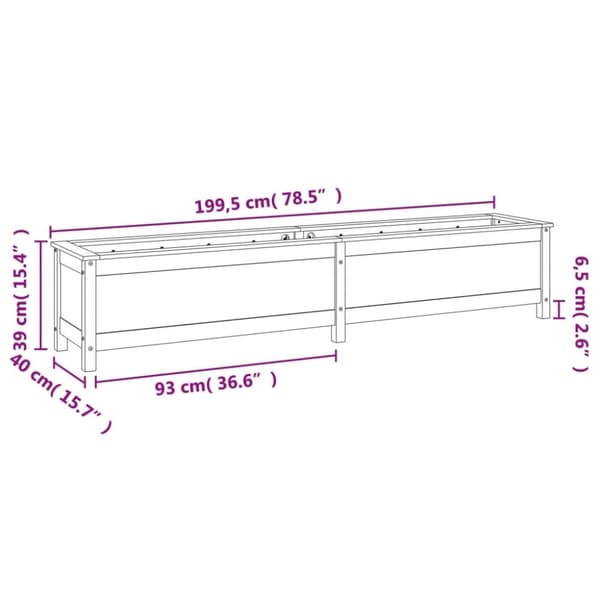 vidaXL Høybed for hage 199,5x40x39 cm heltre furu