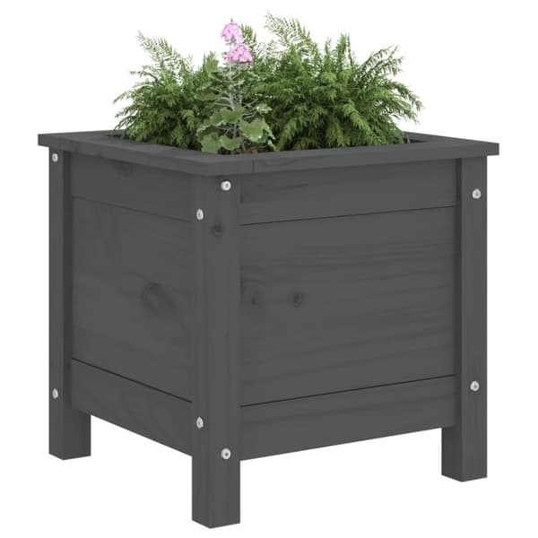 vidaXL Hageplantekasse grå 40x40x39 cm heltre furu