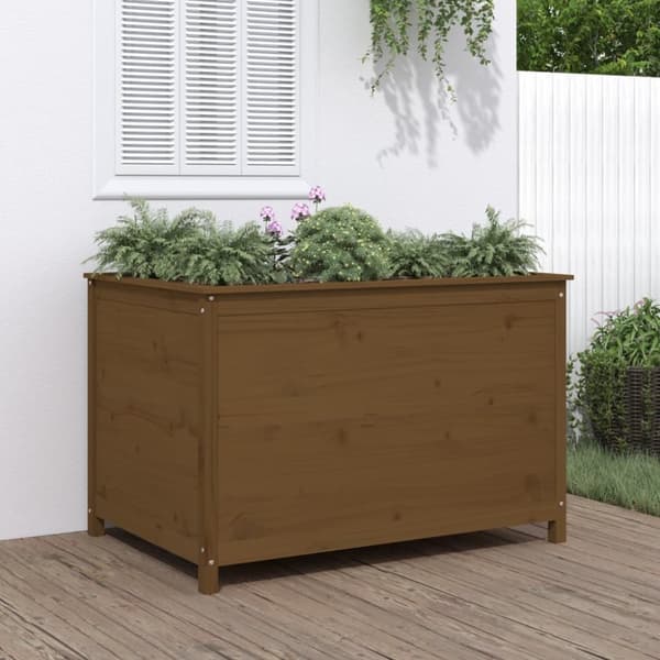 vidaXL højbed 119,5x82,5x78 cm massivt fyrretræ gyldenbrun