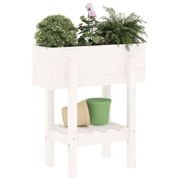 vidaXL Odlingslåda 62x30x69 cm vit massiv furu