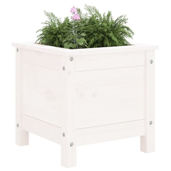 vidaXL Hageplantekasse hvit 40x40x39 cm heltre furu