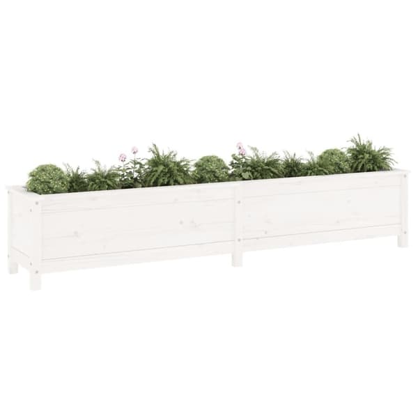 vidaXL Høybed for hage hvit 199,5x40x39 cm heltre furu