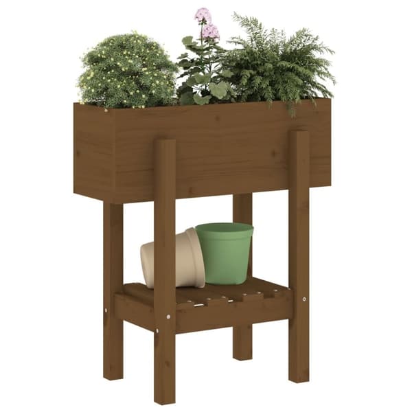 vidaXL plantekasse 62x30x69 cm massivt fyrretræ gyldenbrun
