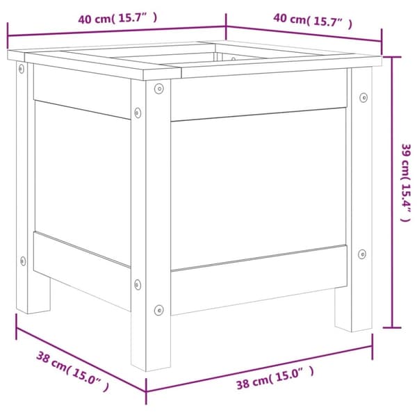 vidaXL Hageplantekasse svart 40x40x39 cm heltre furu
