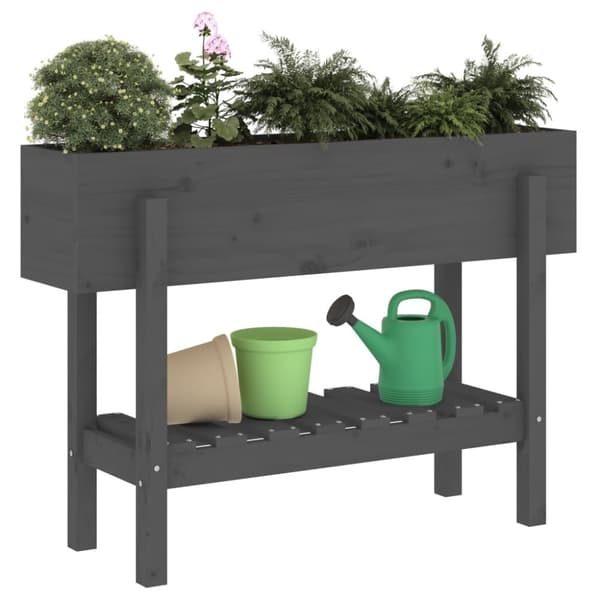 vidaXL højbed 101x30x69 cm massivt fyrretræ grå