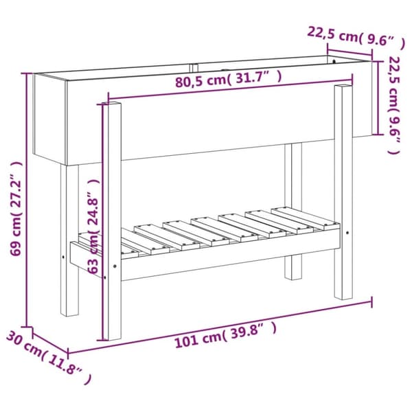 vidaXL Høybed 101x30x69 cm heltre douglasgran