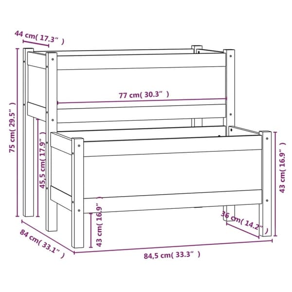 vidaXL Plantekasse hvit 84,5x84x75 cm heltre furu