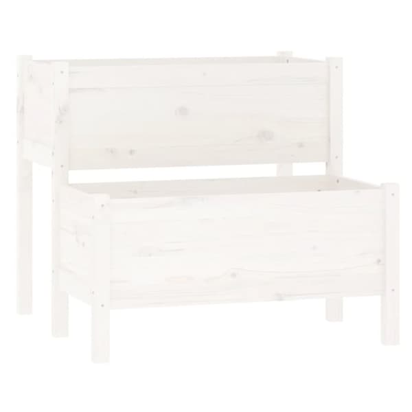 vidaXL Plantekasse hvit 84,5x84x75 cm heltre furu