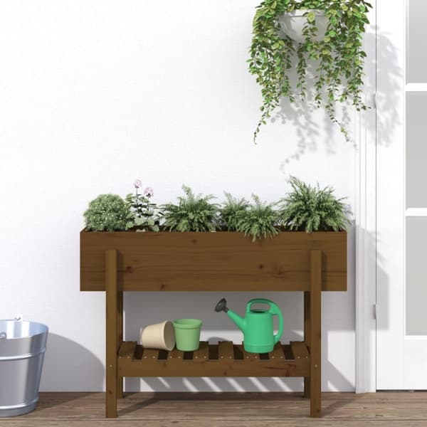 vidaXL højbed 101x30x69 cm massivt fyrretræ gyldenbrun