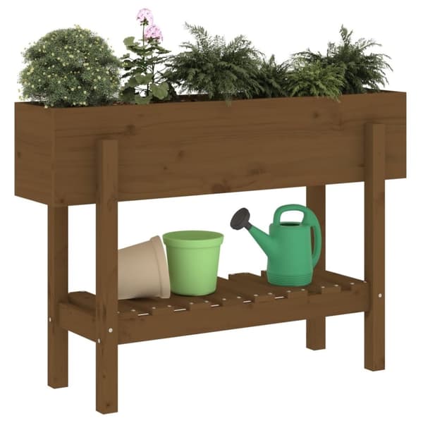 vidaXL højbed 101x30x69 cm massivt fyrretræ gyldenbrun