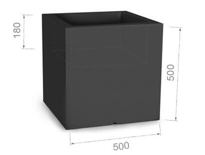 Blomsterpot PIXEL POT - 50x22x50cm - hvid - med LED-lys