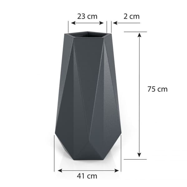 Blomkruka SIENA - 41x23x75cm - antracit