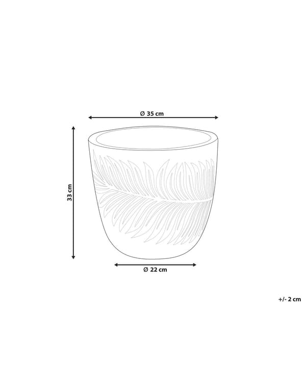 Planteringskruka för utomhusbruk Lera Fiber Vit 35 x 35 x 33 cm Planter Rund UC Resistent Bladmotiv Traditionell