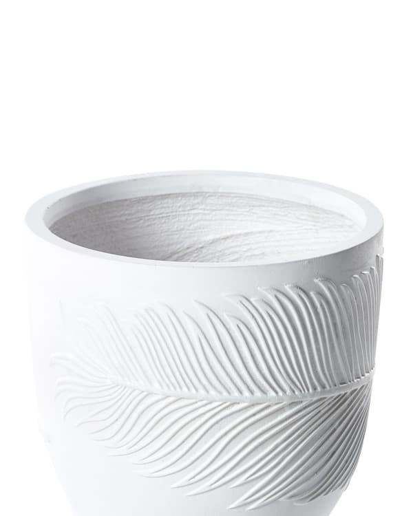 Planteringskruka för utomhusbruk Lera Fiber Vit 35 x 35 x 33 cm Planter Rund UC Resistent Bladmotiv Traditionell