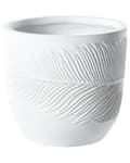 Miniatyrbild 1 av 7: Planteringskruka för utomhusbruk Lera Fiber Vit 35 x 35 x 33 cm Planter Rund UC Resistent Bladmotiv Traditionell
