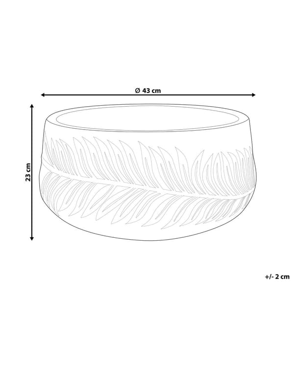 Planteringskruka för utomhusbruk Lera Fiber Vit 43 x 43 x 23 cm Planter Rund UC Resistent Bladmotiv Traditionell
