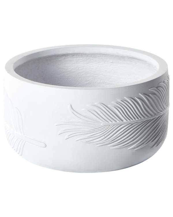 Planteringskruka för utomhusbruk Lera Fiber Vit 43 x 43 x 23 cm Planter Rund UC Resistent Bladmotiv Traditionell