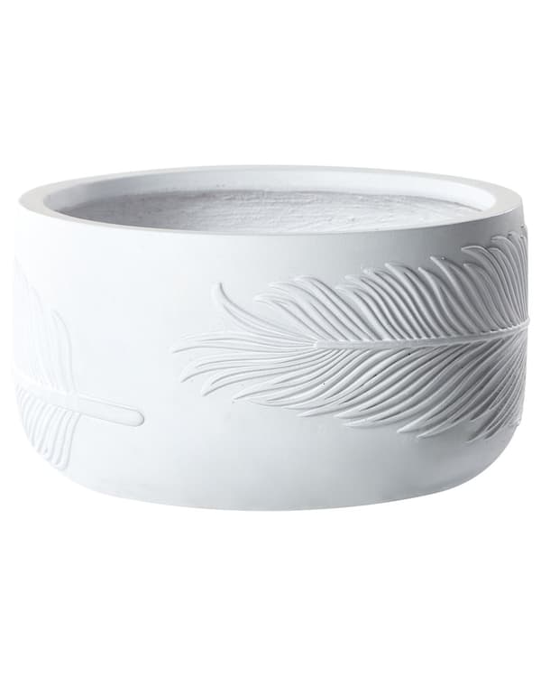 Planteringskruka för utomhusbruk Lera Fiber Vit 43 x 43 x 23 cm Planter Rund UC Resistent Bladmotiv Traditionell
