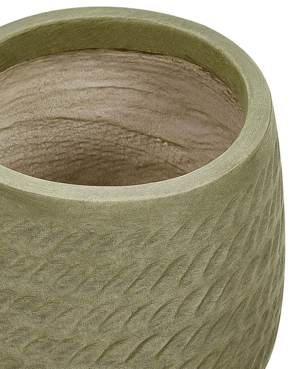Blomkruka Grön Fiberlera ⌀ 19 cm Rund blomkruka för utomhusbruk Präglat mönster