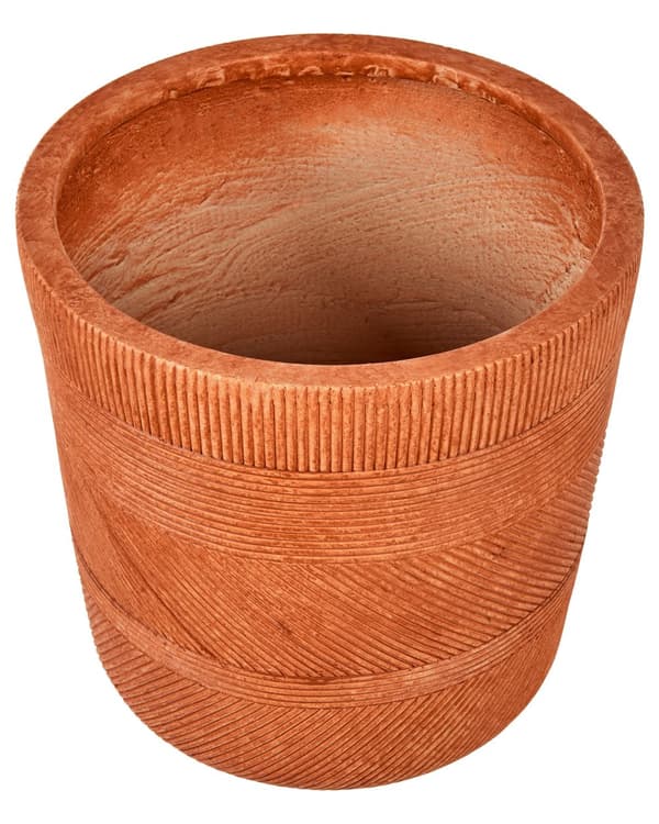 Blomkruka gyllenbrun fiberlera ⌀ 40 cm rund blomkruka för utomhusbruk Präglat mönster