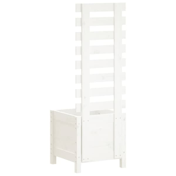 vidaXL Odlingslåda med spaljé vit 39x39,5x114 cm massiv furu