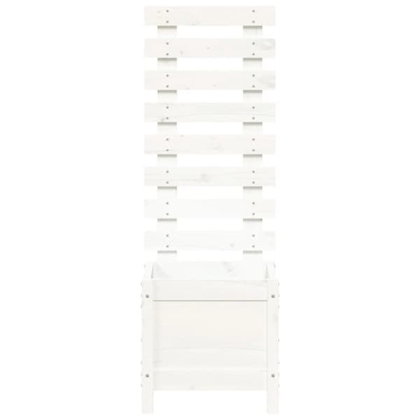 vidaXL plantekasse med stativ 39x39,5x114 cm massivt fyrretræ hvid