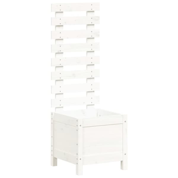 vidaXL plantekasse med stativ 39x39,5x114 cm massivt fyrretræ hvid