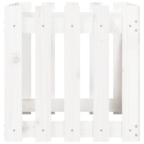 vidaXL Plantekasse med gjerdedesign hvit 50x50x50 cm heltre furu