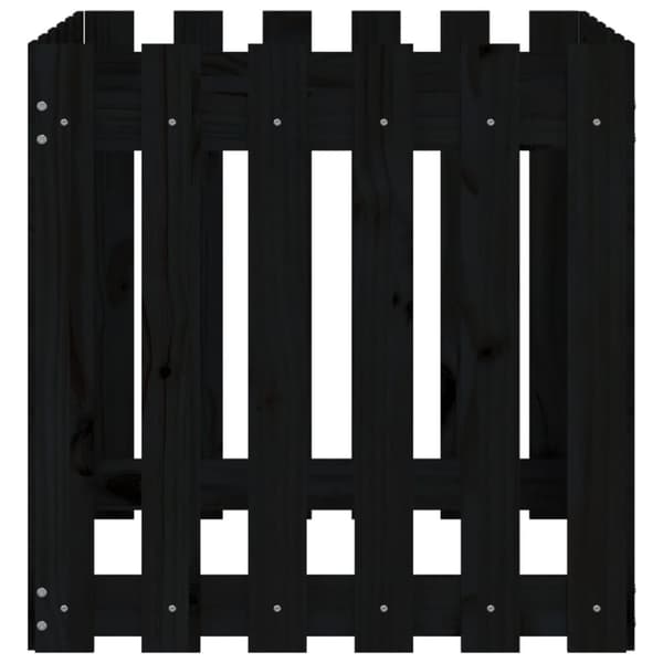 vidaXL Plantekasse med gjerdedesign svart 60x60x60 cm heltre furu