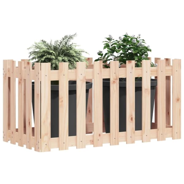 vidaXL Odlingslåda med staket-design 100x50x50 cm massiv furu