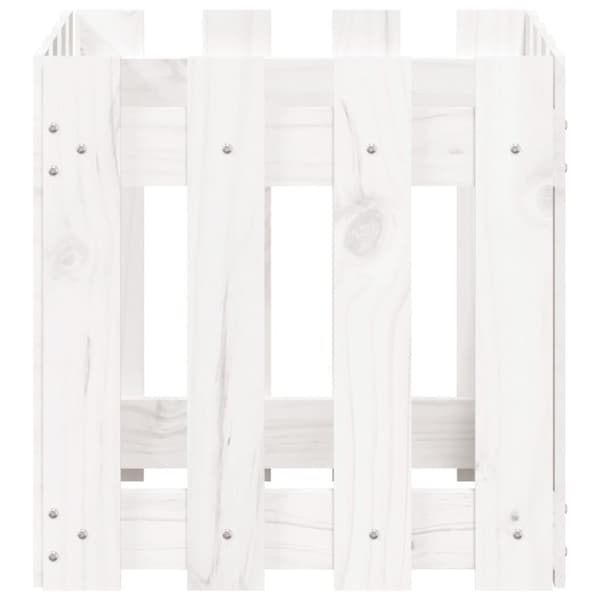 vidaXL plantekasse med stakitdesign 40x40x40 cm massivt fyrretræ hvid