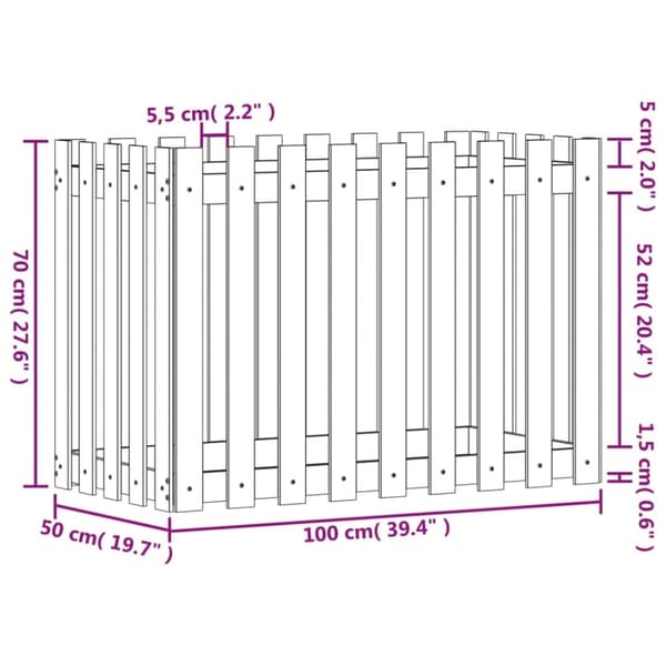 vidaXL højbed med stakitdesign 100x50x70 cm massivt douglasgran