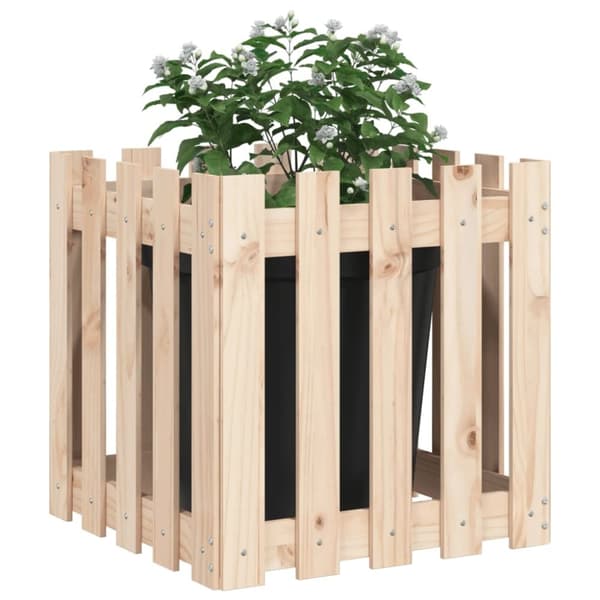 vidaXL plantekasse med stakitdesign 50x50x50 cm massivt fyrretræ
