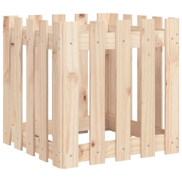 vidaXL plantekasse med stakitdesign 50x50x50 cm massivt fyrretræ