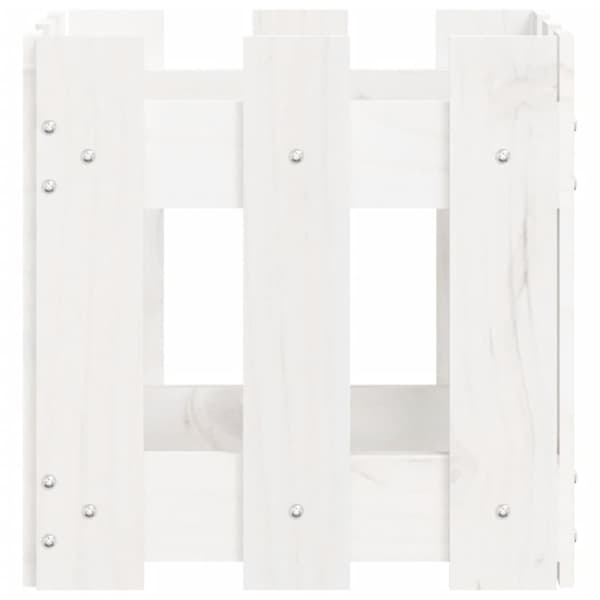 vidaXL Plantekasse med gjerdedesign hvit 30x30x30 cm heltre furu